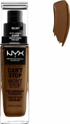 Produktbild von NYX PMU Foundation Cant Stop Wont Stop 24h, Flasche, Creme, Braun, Walnut, Alle Hauttöne, Mischhaut, normale Haut, ölige Haut, Empflindliche Haut