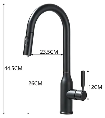 Productafbeelding van Keukenmengkraan - Spoelmengkraan - Uittrekbare douchekop - 360° draaibaar - Warm en koud water - Éénhendelmengkraan - 304 roestvrij staal - Zwart