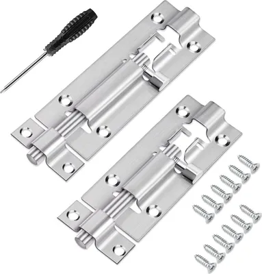 Produktbild von 2 Stück Türriegel Edelstahl 3 Zoll Robuster Schieberiegel Kleines Riegelschloss für Gartentore Flächenbündige Türen mit Schrauben