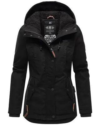 Produktbild von Marikoo Bikoo Damen Winterjacke mit Kapuze Parka Mantel Anorak Teddyfell Futter Schwarz Gr. 44 - XXL