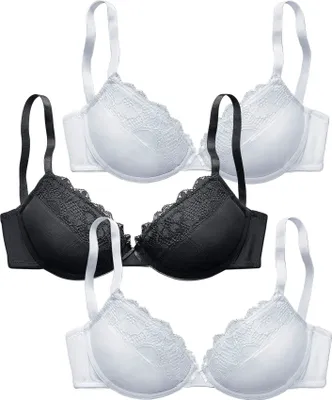 Produktbild von PETITE FLEUR Push-up-BH 2xweiß+1xschwarz Größe 85 Cup B