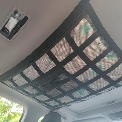 Zdjęcie produktu dla Siatka bagażowa do samochodu 90 x 65 cm, duża pojemność, z zapięciem podróżnym, podwójny regulowany pasek na ramię – do SUV-ów i pickupów
