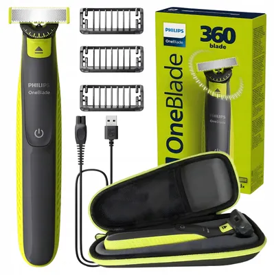 Produktbild von Philips OneBlade 360 QP2724/23 – Rasierer und Trimmer – 3 Kammaufsätze – mit Reiseetui