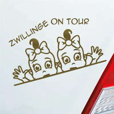 Produktbild von Auto Aufkleber Zwillinge on Tour Board Baby Mädchen 19x11 cm Gold Sticker Heckscheibenaufkleber