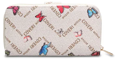 Produktbild von Damen-Geldbörse, Reißverschluss, Schmetterlinge, Creme, Coveri Collection, 19x10 cm
