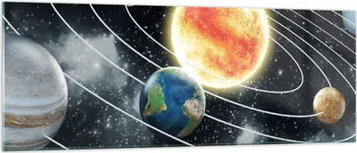 Produktbild von Bilder auf glas - Kosmos Planet - 140x50cm - Glasbilder - Wandbilder - Kunstdruck - zum Aufhängen bereit - Wanddekoration aus Glas - Glas Bilder - Wandbild auf Glas - Einteilig - GAB140x50-3646