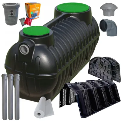 Produktbild von Kleinkläranlage Öko 1000L Sickertunnel Aquabin 4x150L für 2 Personen Set