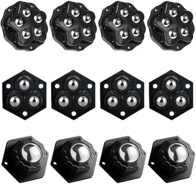Produktbild von Schwarze Kugelrollen 12 Stück Selbstklebende Minirollen | 360° drehbare Möbelrollen mit hoher Tragfähigkeit für DIY Mülleimer und Aufbewahrungsboxen
