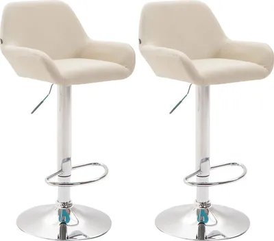 Produktbild von CLP 2er Set Barhocker Braga Kunstleder drehbar und höhenverstellbar creme Gestell Farbe chrom