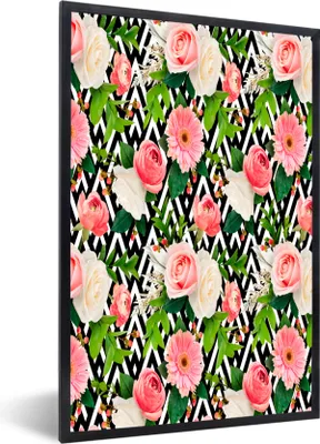 Produktbild von MuchoWow® MuchoWow® Gerahmtes Poster Blumen - Rosen - Rosa 40x60 cm - Poster mit zchwarzem Bilderrahmen - Papierdruck - Wandbilder