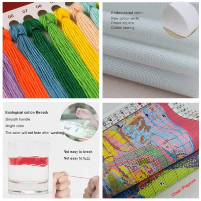 Kreuzstich-Set, vorgedruckt, 2er-Set, 72 x 35 cm, für Anfänger