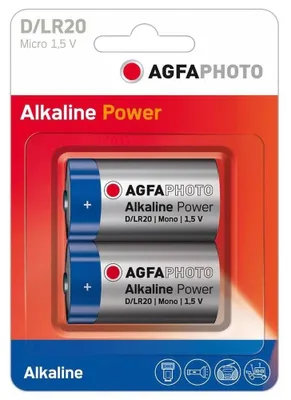 Obrázek produktu pro AgfaPhoto 110-802619, Baterie na jedno použití, D, Alkalický, 1,5 V, 2 kusů, Modrá, Šedá