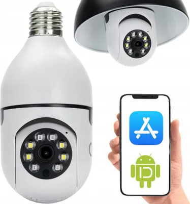 Zdjęcie produktu dla Kamera Ip Wi-Fi 360° Obrotowa W Żarówce E27 - Podgląd Na Żywo W Nocy
