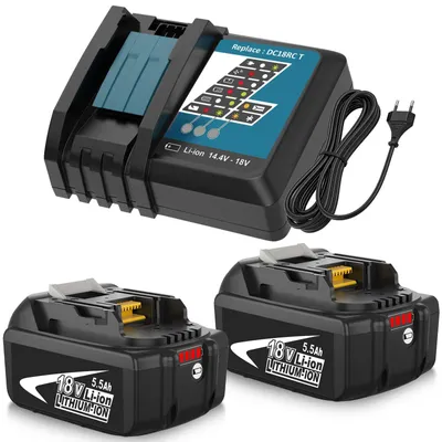 Productafbeelding van 2 x 5,5 Ah reserveaccu voor accu 18 V + oplader