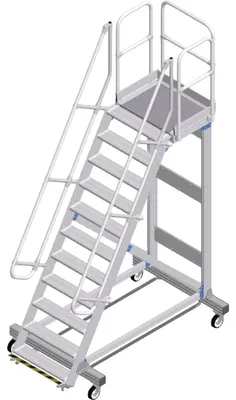 Produktbild von Zarges Plattformtreppe 60° mit Ergo-Stop, 800mm Stufenbreite 11 Stufen