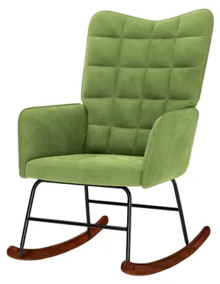 Produktbild von Schaukelstuhl, Schaukelstuhl, Hellgrün, Samt, 61 x 78 x 98 cm