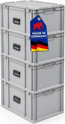 Produktbild von SuperSparSet 4x Eurobox NextGen Portable  Germany | HxBxT 33,5x40x60cm | 65 Liter | Grau | Eurobehälter, Transportbox, Transportbehälter, Stapelbehälter