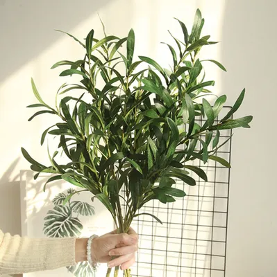 Produktbild von 1pc künstliche Olivenblätter Branch Pflanze DIY Bouquet Hochzeitsfeier Wohnkultur