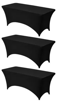 Image de VEVOR 3 x nappe stretch Élasthanne Linge de table (rectangulaire) adapté aux tables de 1829 mm, protection de nappe lavable et infroissable, nappe pour fêtes mariages banquets festivals, noir