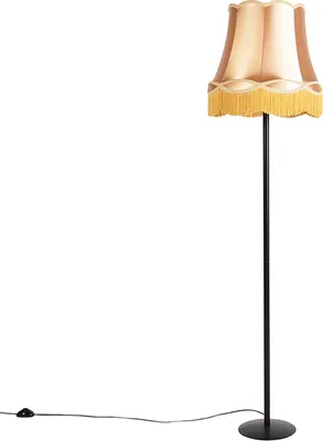 Produktbild von Retro Stehlampe Schwarz mit Granny Schirm Gold 45 cm Simplo