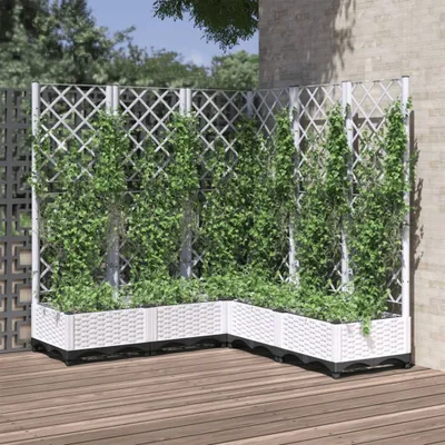 Produktbild von Möbel Pflanzkübel mit Rankgitter Weiß 120x120x121,5 cm PP - Beete &36475