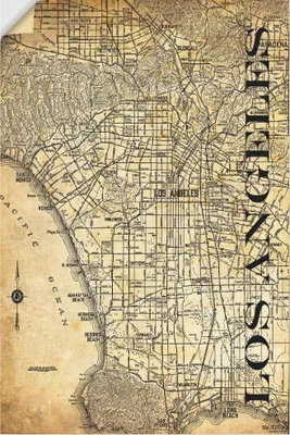 Produktbild von ARTland Wandbild, selbstklebend Los Angeles Karte Straßen Karte Sepia Größe: 60x90 cm