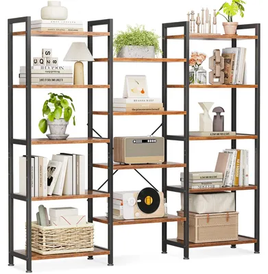 Image de Omgoods - Bibliothèque moderne avec 14 étagères et espace de rangement