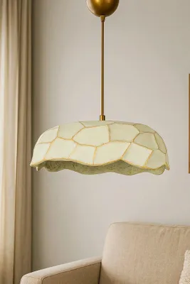 Produktbild von Opviq, Elegante Pendelleuchte aus Metall, Gold und Hellgrün, Höhenverstellbar 12-62 cm, Ø40 cm, IP20, E27 Fassung, Max 40 W, Ideal für moderne Wohn- und Hotelräume.