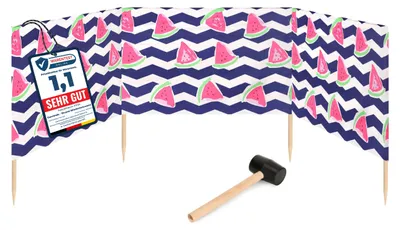 Produktbild von Garronda Strand Windschutz Sichtschutz 4m lang plus Gummihammer GAEX001 (Wassermelone-2, 4 m)