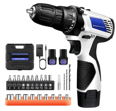 Produktbild von Akku-Bohrschrauber-Set - 12 V - 2 Akkus - Bürstenmotor - 18+1 Drehmomentstufen - 2 Geschwindigkeiten - 45 Nm