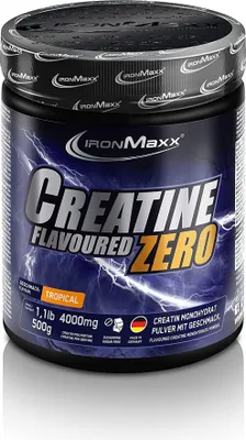 A product shot of a tub of creatine powder.