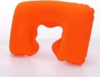 Produktbild von Aufblasbares Kissen - Nackenkissen in Orange - Nackenhörnchen - Reisekissen - Campingkissen