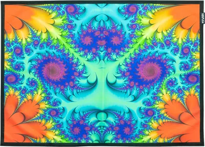 Produktbild von PSYWORK Schwarzlicht Stoffposter Neon "Fractal Wonderland Blue", 0,5x0,7m