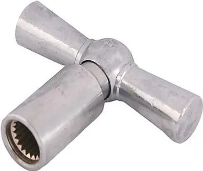 A close-up studio shot of a metal universal joint.