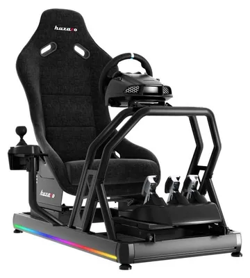 Immagine prodotto di Huzaro Speed 9.0 | Cockpit del simulatore di corsa con funzione di illuminazione a LED F-GT | Regolabile liberamente | Compatibile con tutti i volanti e i pedali