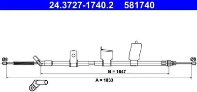 Produktbild von ATE Handbremsseil Seilzug Feststellbremse für NISSAN Qashqai / Qashqai +2 I (J10, NJ10) Hinten Links 24.3727-1740.2