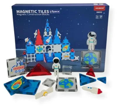 Productafbeelding van Magnetische bouwstenen Kosmos, 39 stuks, met astronauten - X-Bida, geschikt voor kinderen vanaf 3 jaar