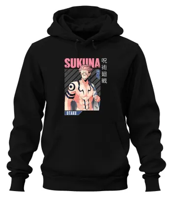 Zdjęcie produktu dla Sukuna Jujutsu Kaisen Otaku Anime Aesthetics Fan Gift Vintage Uni  Bluza z kapturem, Czarny, XXL