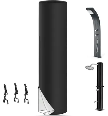 Productafbeelding van Hoes zonnedouche - 230 x 67 cm - Waterdicht en UV-bestendig - Met trekkoord en opbergtas - Zwart