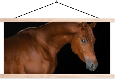 Produktbild von MuchoWow® Textilposter Pferd - Auge - Braun 60x30 cm mit holzfarbenen Rahmen - Dekoration