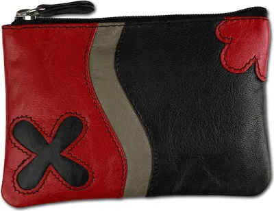 Produktbild von DrachenLeder Etui Brieftasche schwarz rot Schlüsseltasche D2OPS901S