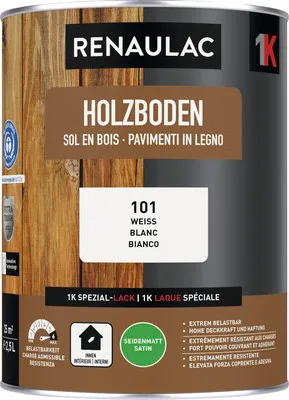Produktbild von RENAULAC Holzbodenfarbe seidenmatt weiss 2.5 l