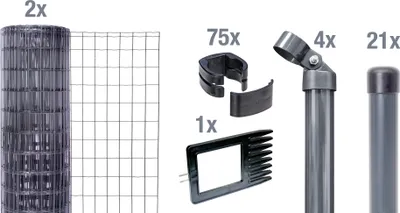 Image de Alberts 669089 Fix-Clip Pro comme set complet de clôture, à bétonner, anthracite, hauteur 122 cm, longueur 50 m