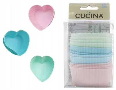 Produktbild von La Cucina Muffin-Formen Herzform 12 Stück wiederverwendbar