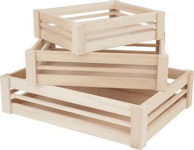 Produktbild von VBS Holzkisten, flach, 3er-Set