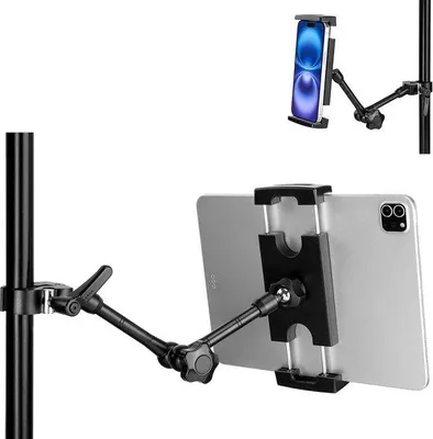 Produktbild von Tablet-Halterung - Schwarz - 25 cm - Aluminiumlegierung - Für iPads und Smartphones