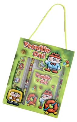 Produktbild von 6-teiliges Schulmaterial-Geschenkset in einer Cartoon-Box, Schreinset für Grundschüler, ideal für den Schulstart, Lernmaterialien, Geburtstagsgeschenk oder Weihnachtsgeschenk.