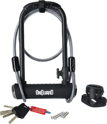 Produktbild von OnGuard Bügelschloss Pitbulll DT 8005X 115 x 230mm, Ø 14mm, mit Seil und Halter, schwarz