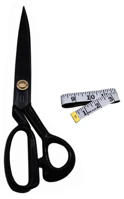 Productafbeelding van Robuuste, scherpe industriële schaar van mangaanstaal, geschikt voor gebruik thuis en op kantoor, ideaal voor kunstenaars en naaisters, met een comfortabel PVC-handvat, zwart, 26 cm