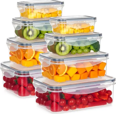 Immagine prodotto di Vilde | Contenitori per alimenti - 8 pezzi - con coperchio e guarnizione - Lavabili in lavastoviglie - Varie misure